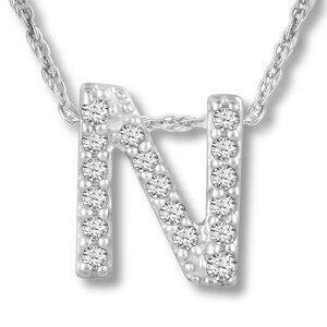 18kt White Gold Plated Letter N Comes With 18" Chain